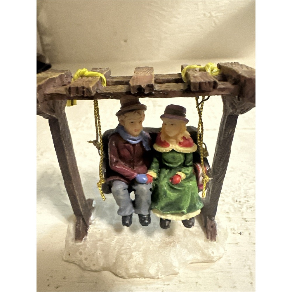 VTG SANTA'S WORKBENCH VICTORIAN CHRISTMAS~COUPLE ON A SWING~
